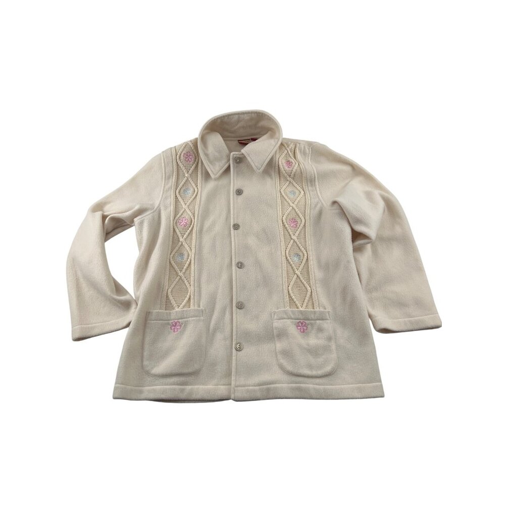 Tudor Court By Haband Women's Jacket Embroidered Button-Front Polyester Cream Si